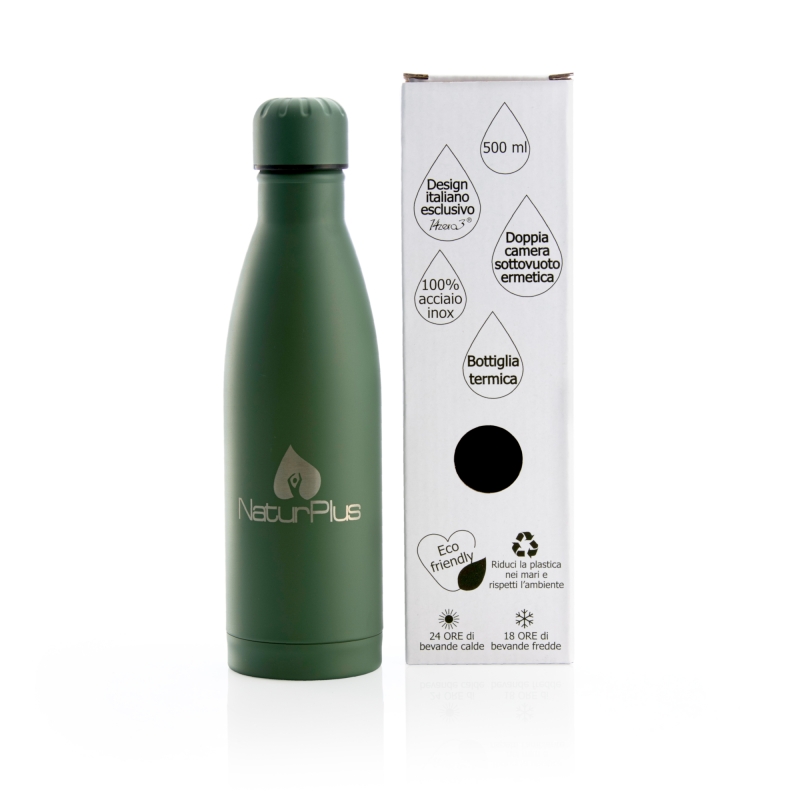 Bottiglia Termica 500 ml Verde Opaca 4 Elementi NaturPlus - NaturPlus